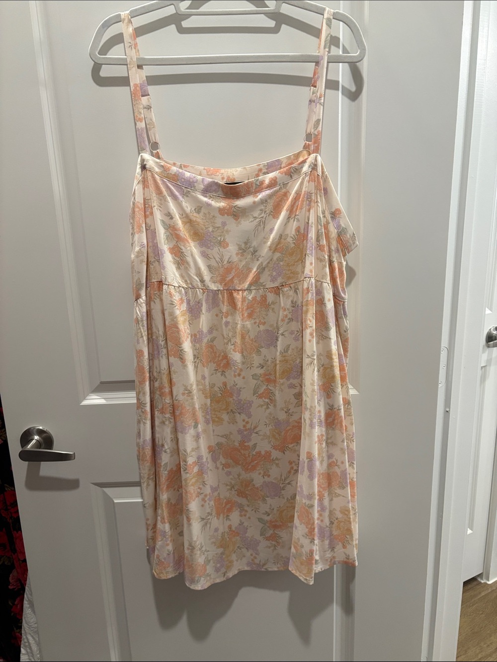 torrid Cream Floral Rayon Dress with Peach & Lavender Accents
